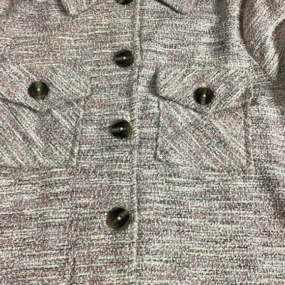 HAUTE MONDE Plaid Button-up Tweed Long Sleeves Top Shacket - Picture 6 of 9